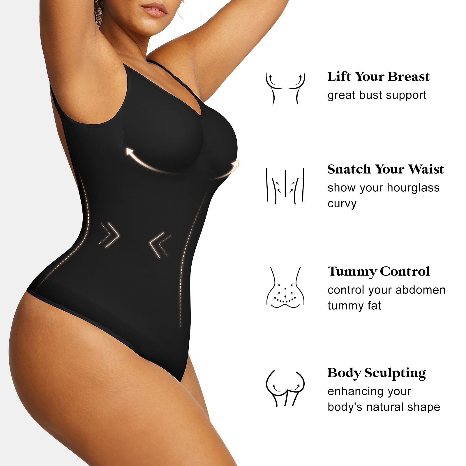 Thong Bodysuit Women's Shapewear Tummy Control Seamless Snatched
